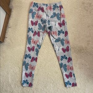Carter's UEC Grey Stretchy Leggings with Pink and Teal Butterfly Print